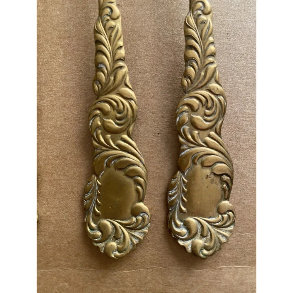 Vintage Waldo HE Gold Tone Brass Dinner Forks Lot of 4 Rococo Scroll Flatware 7